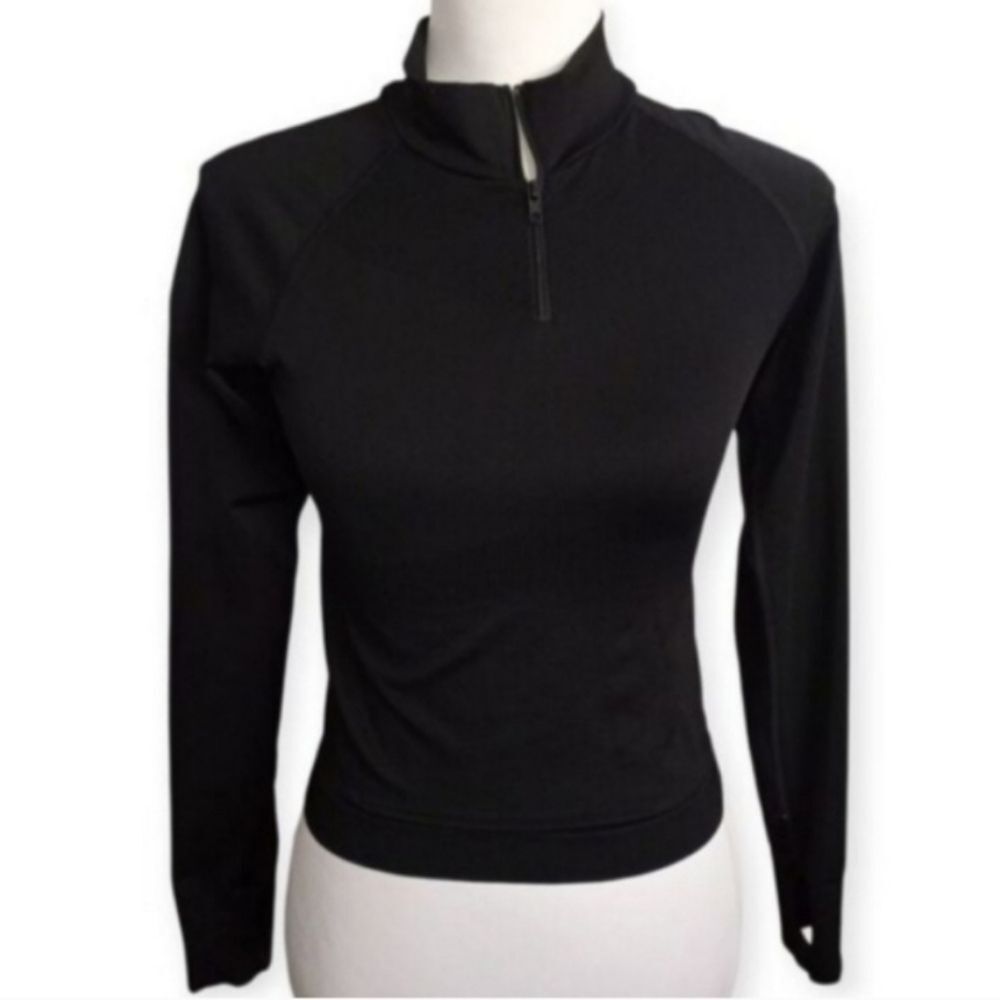 PINK Victoria's Secret Black Quarter-Zip Sweatshirt Sz.XS EUC. - Picture 2 of 7